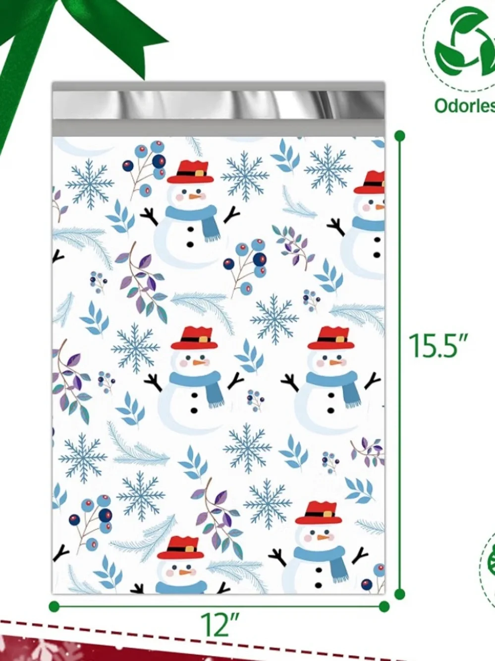 NEW!⛄️ 10 Snowman white Poly Mailers 12  x 15 inch